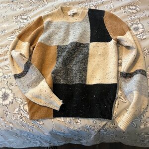John + Jenn color block Knit Sweater in Cream and Gray